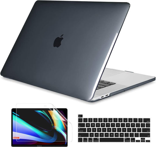 Case for Newest Macbook Pro 16 with Keyboard Cover + Screen Protector Crystal Hard Shell Case for Macbook Pro 16 with Touch Bar & Touch ID Model A2141 (2019 Released) Black