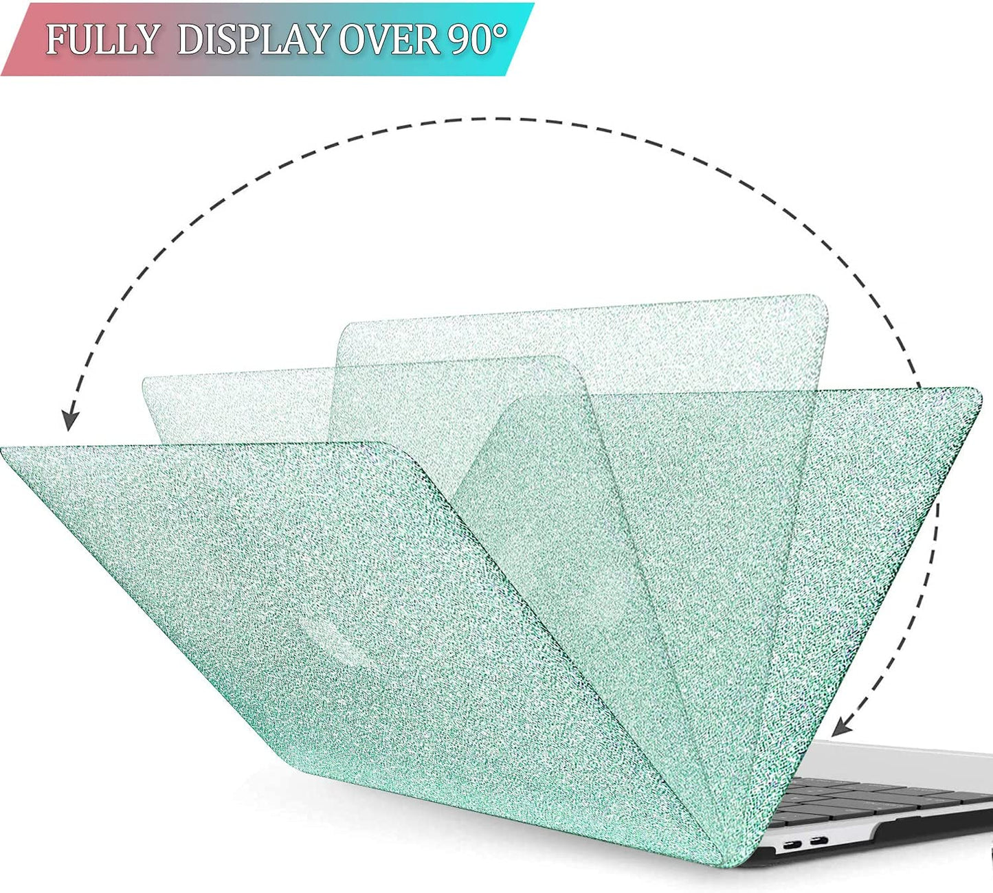 Compatible with Macbook 12 Inch Case A1534 Release 2017 2016 2015, Bling Sparkly Crystal Smooth Leather Hard Case with Keyboard Cover, Macbook 12 Inch with Retina Display, Shining Mint Green