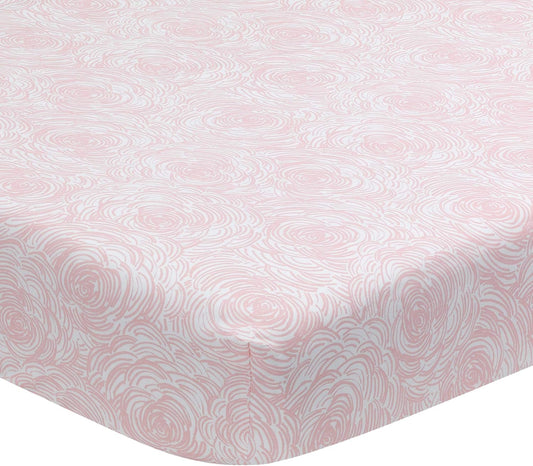 Signature Pink/White Floral Bud Organic Cotton Fitted Crib Sheet