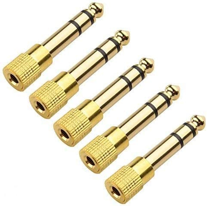 [5Pack (1/4 Inch) 6.35Mm Male to 3.5Mm Female Stereo Audio Adapter for Headphone,Microphone,Amplifier,Guitar,Mixer,Sound Console Convertor