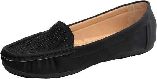 Mlia Lady Womens Casual Slip on Loafer Moccasins Flats Driving & Walking Shoes Zenobia Black 6.5