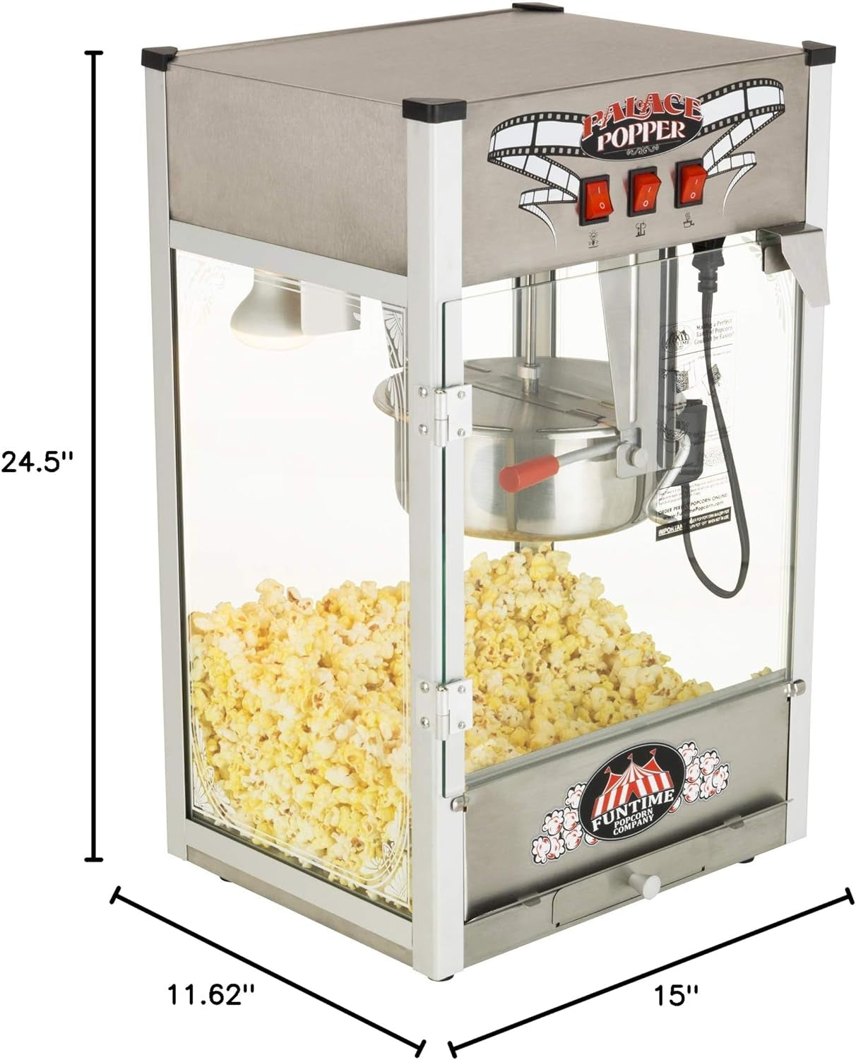 Palace Popper Popcorn Maching, 15" Long X 11-5/8" Wide X 24-1/2" Tall