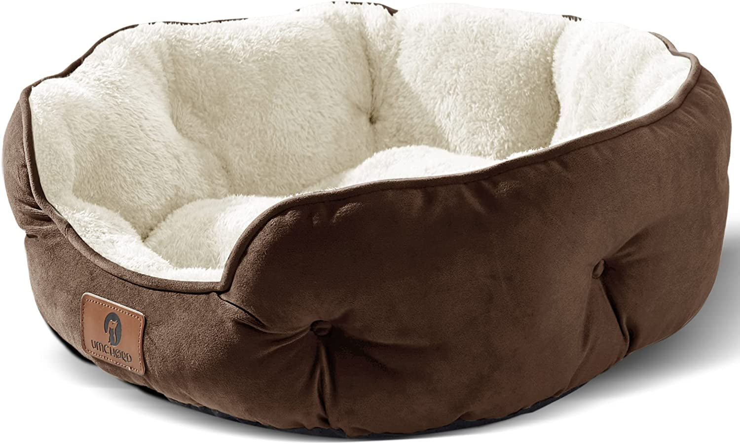 "Ultimate Cozy Small Dog Bed - Extra Soft, Machine Washable & Anti-Slip - Perfect for Puppies & Kittens - 20 Inches, Chic Brown Design!"