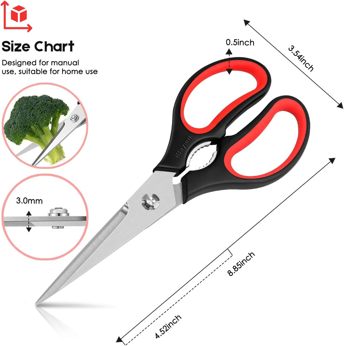 Kitchen Scissors,  Heavy Duty Come Apart Kitchen Shears, 2-Pack 9 Inch Dishwasher Safe Food Scissors, Multipurpose Sharp Cooking Scissors for Chicken, Poultry, Fish, Meat, Herbs