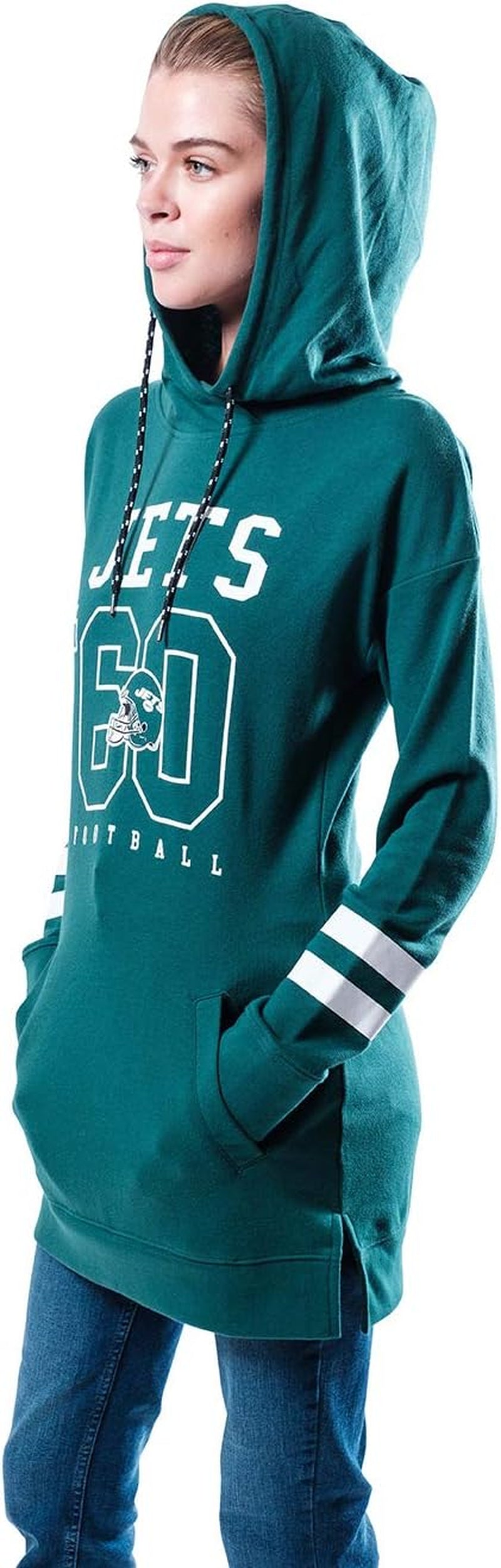 NFL Womens Soft French Terry Tunic Hoodie Pullover Sweatshirt