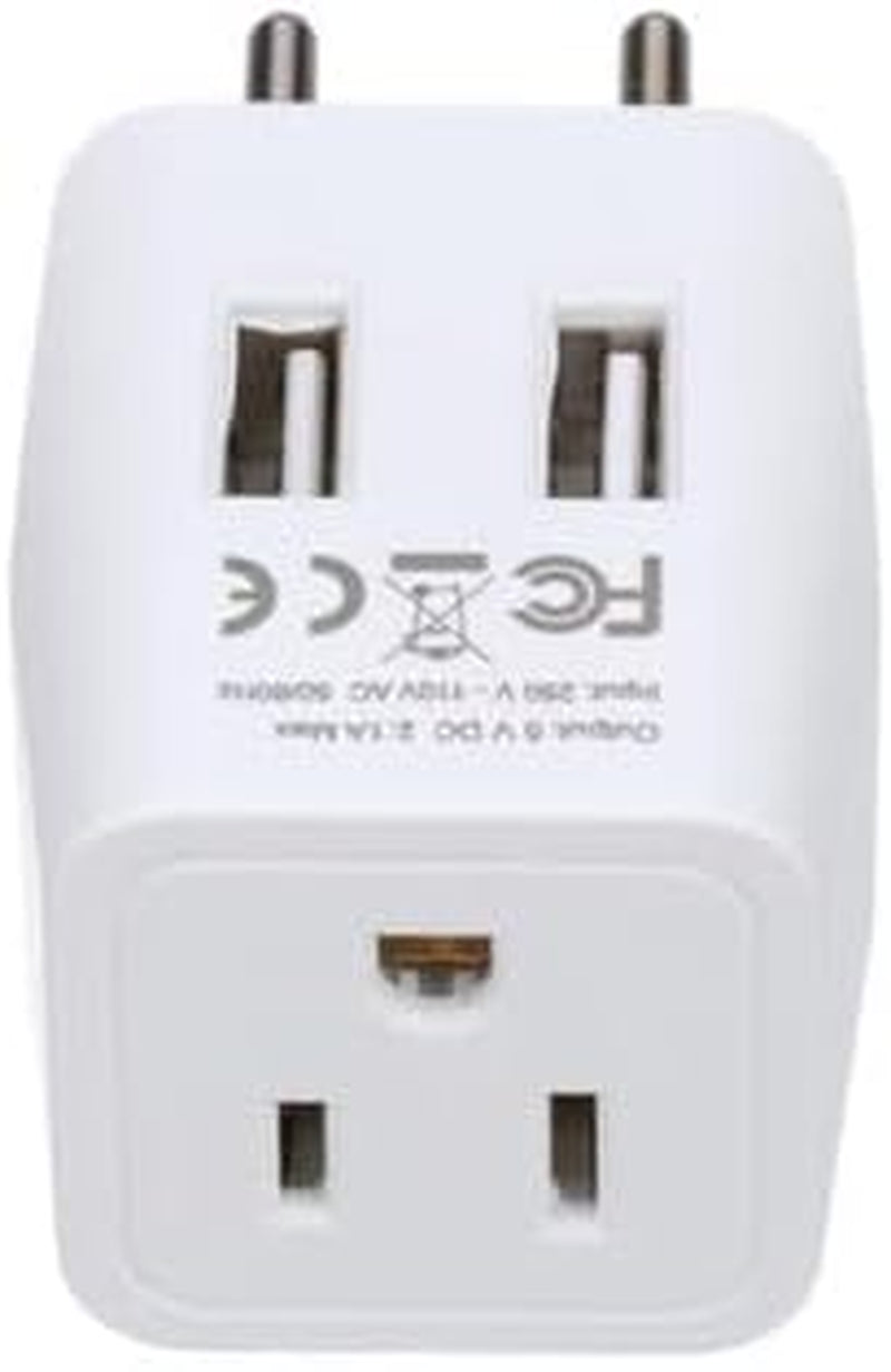 European, Egypt Travel Adapter Plug with Dual USB - Type C - Europe - Usa Input - Light Weight - Perfect for Cell Phones, Chargers, Cameras and More - 2 Pack