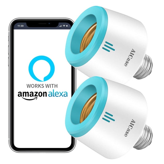 Zigbee Smart Light Bulb Socket,  Upgraded [2 Pack] E26/E27 Light Adapter Lamp Holder with Voice/App Control, Works with Echo Alexa, Compatible with Amazon Echo plus 1/2/3/Studio/Echo Show 10