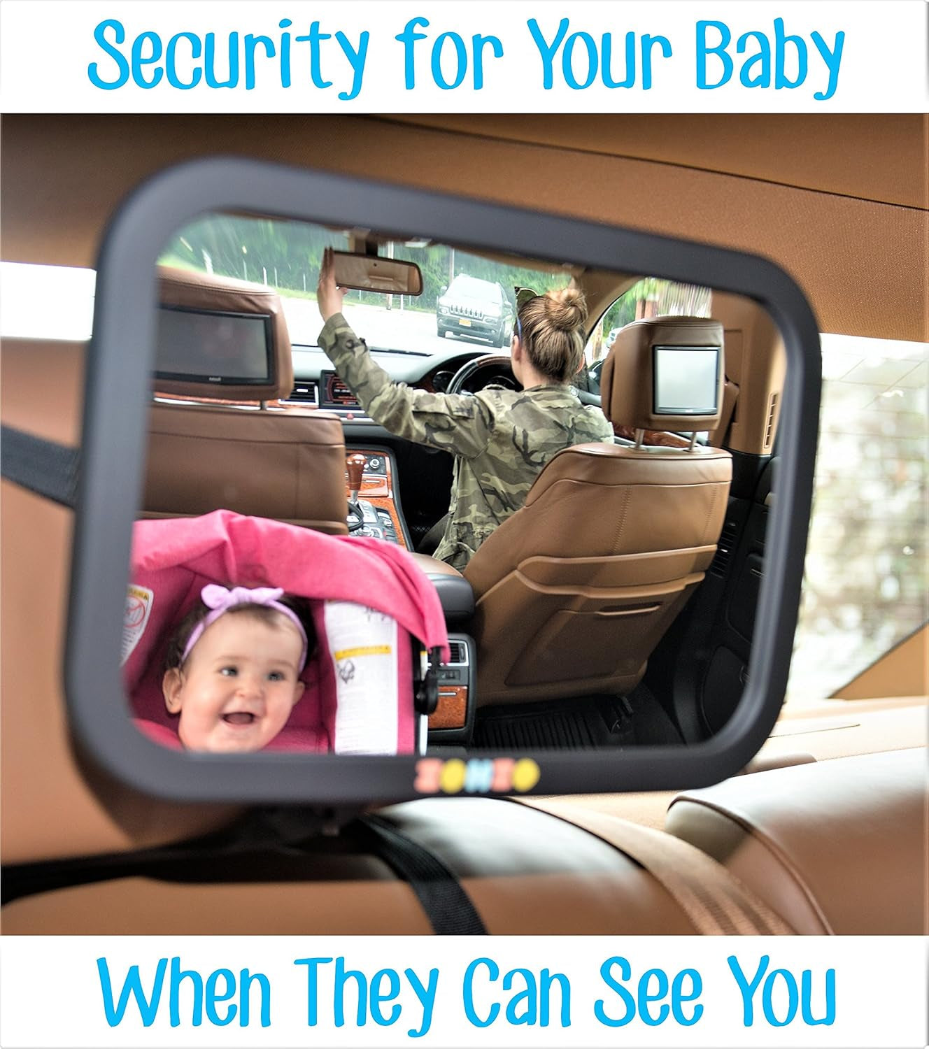 Baby Car Mirror for Back Seat | View Rear Facing Infant in Backseat | Securely Fasten with Double Strap | Pivot Joint to Easily Adjust to Desired Viewing Angle …