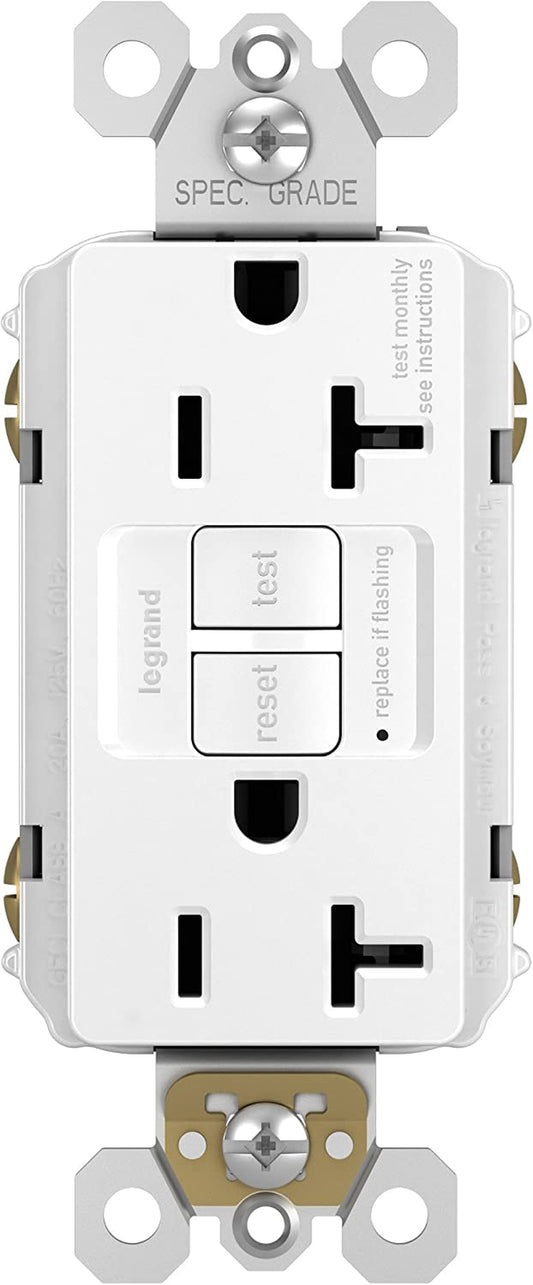 Legrand Radiant 2097WCCD12 20 Amp GFCI Self Test Decorator Duplex Outlet, White (1 Count)