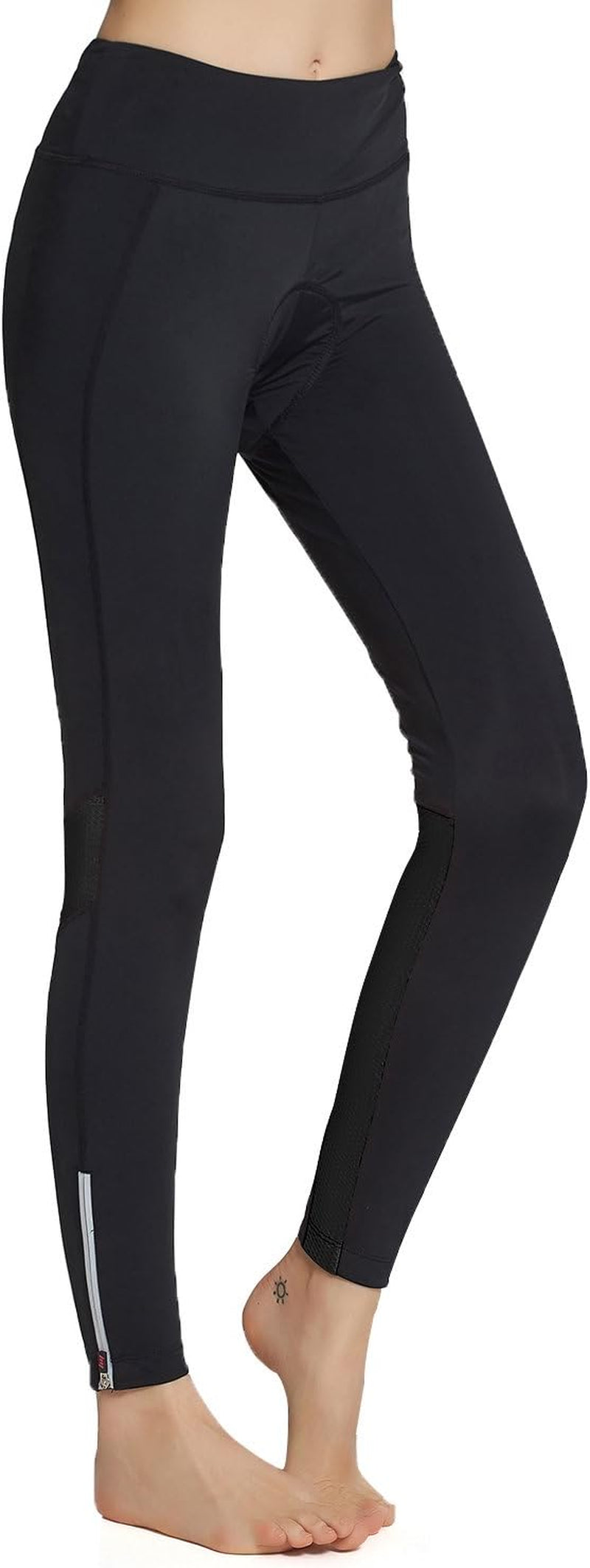 Womens Cycling Pants Padded Long Bike Bicycle Tights Capri Pants Wide Waistband with Pocket