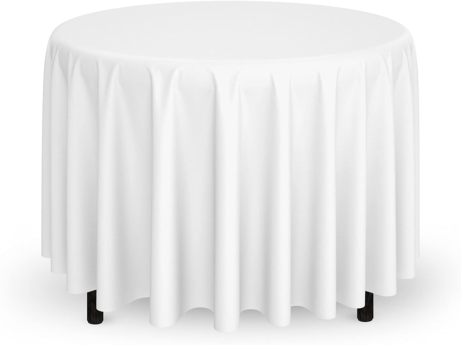 - 132" round Premium Tablecloth for Wedding / Banquet / Restaurant - Polyester Fabric Table Cloth - White