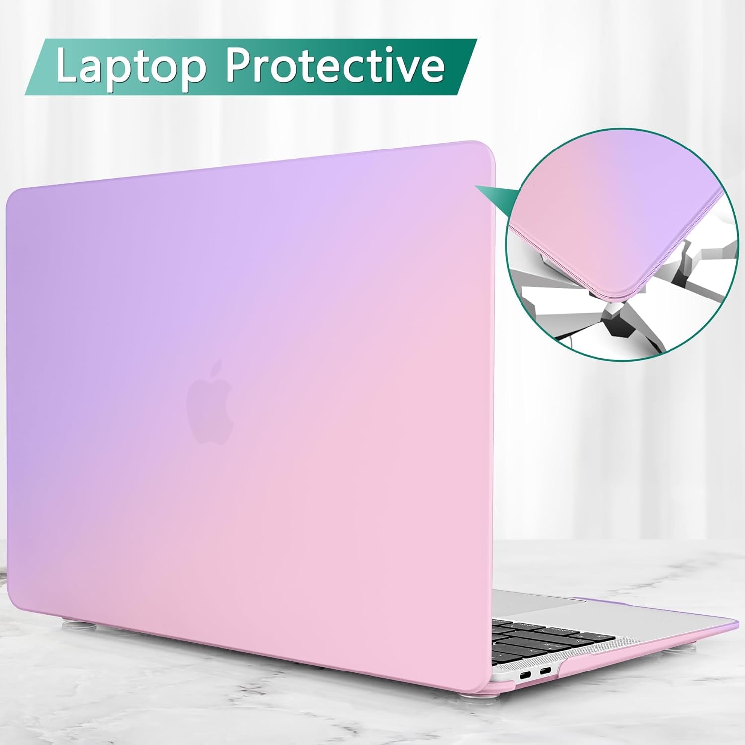 Compatible with New Macbook Air 13 Inch Case 2021 2020 2019 2018 Releaes A2337 M1 A2179 A1932,PC Hard Shell for Retina Dispaly Fits Touch ID, Gradient Purple