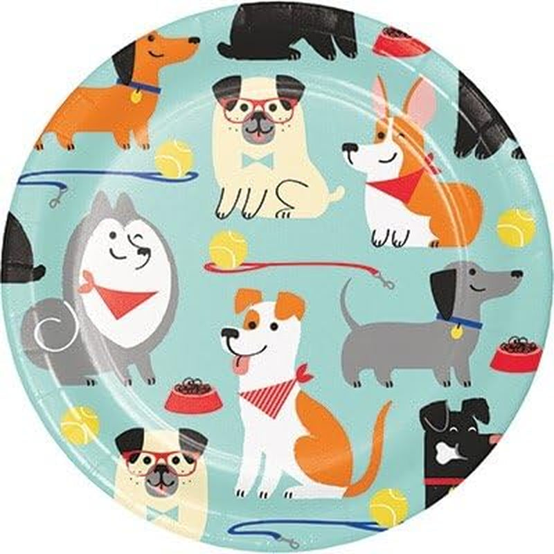 Dog-Theme Birthday Party Bundle: Serves 16 Plates, Napkins, Table Cover and Grandma Olive'S Recipe