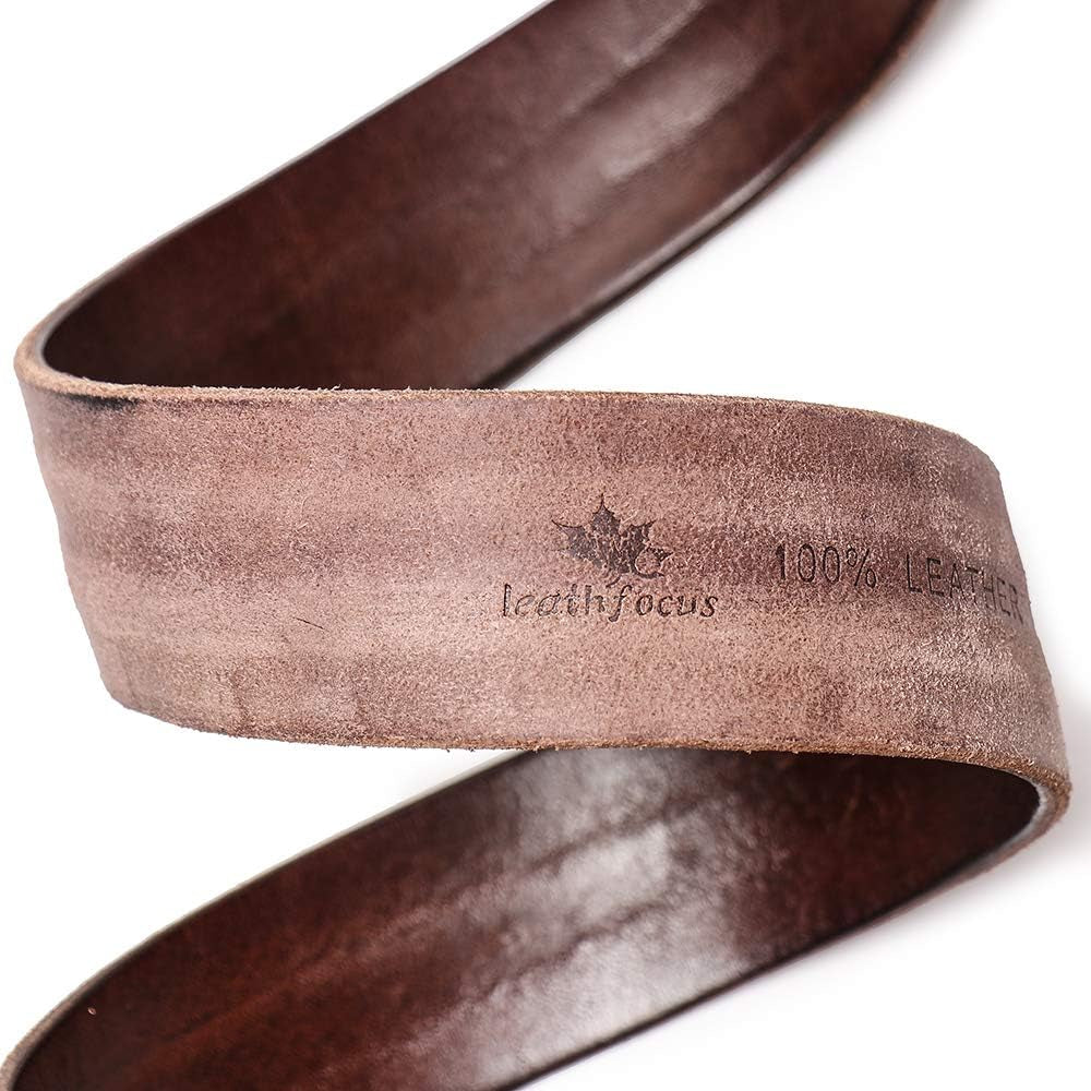 Men'S Casual Genuine Leather Belt,Full Grain Cow Leather Strap Classic Gift Design with Prong Buckle (Dark Brown, Fit Pant Size:34-38)