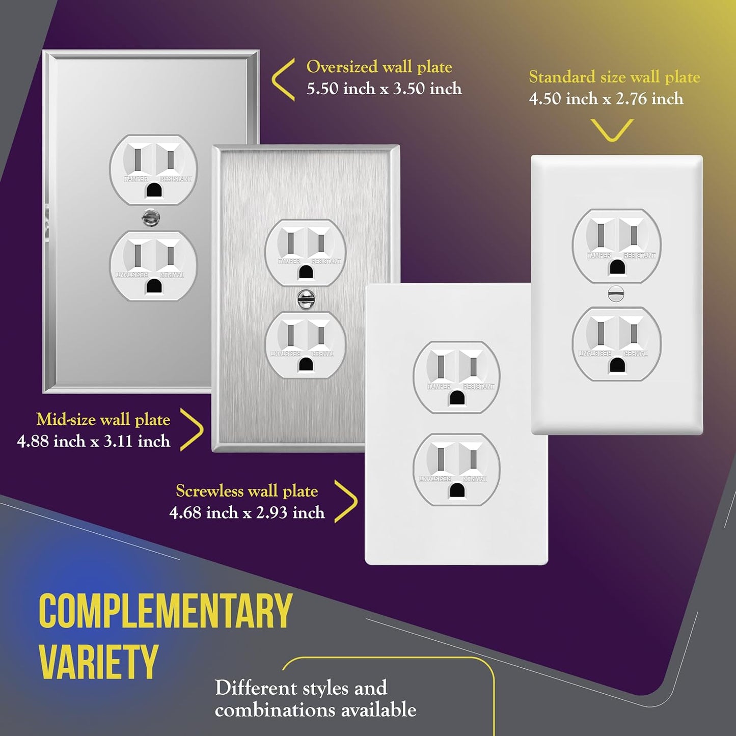 Duplex Receptacle Outlet, Tamper-Resistant Electrical Wall Outlets, Residential Grade, 3-Wire, Self-Grounding, 2-Pole,15A 125V, UL Listed, 61580-TR-W-10PCS, White (10 Pack)