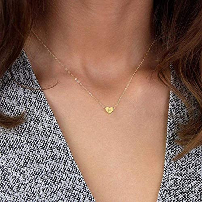 Gold M Initial Heart Necklace Handmade Dainty Personalized A-Z Letter Heart Choker Necklace Gift for Women Necklace Jewelry Gift(M)