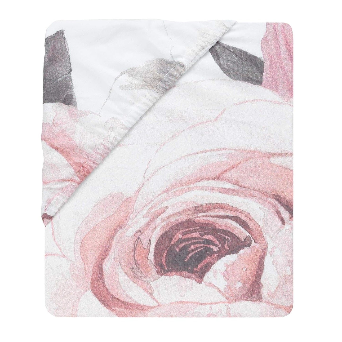 Floral Garden Pink/White Watercolor Cotton Baby Fitted Crib Sheet