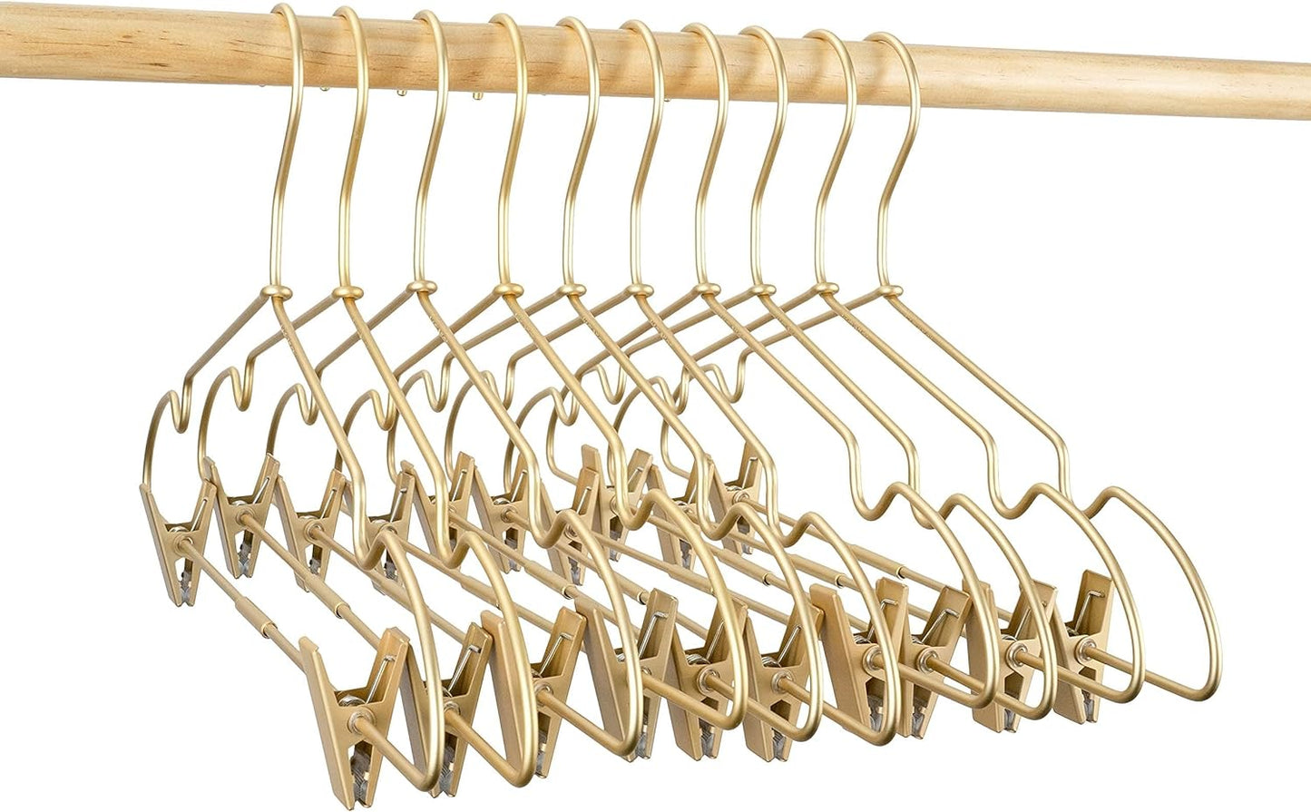 12.5" Gold Metal Baby Clothes Clips Hanger Children Kids Coat Hanger Display and Storage 10Pack