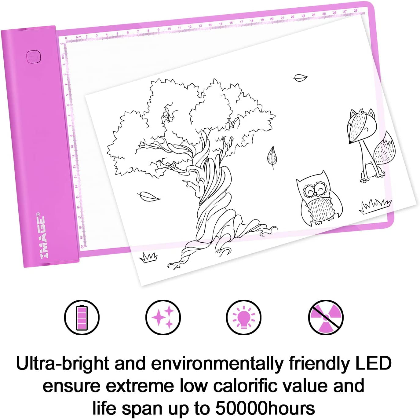 Light up Tracing Pad Pink Drawing Tablet Coloring Board for Kids Children to for Girls Boy (Includes 10 Traceable Sheets and Two Clips)