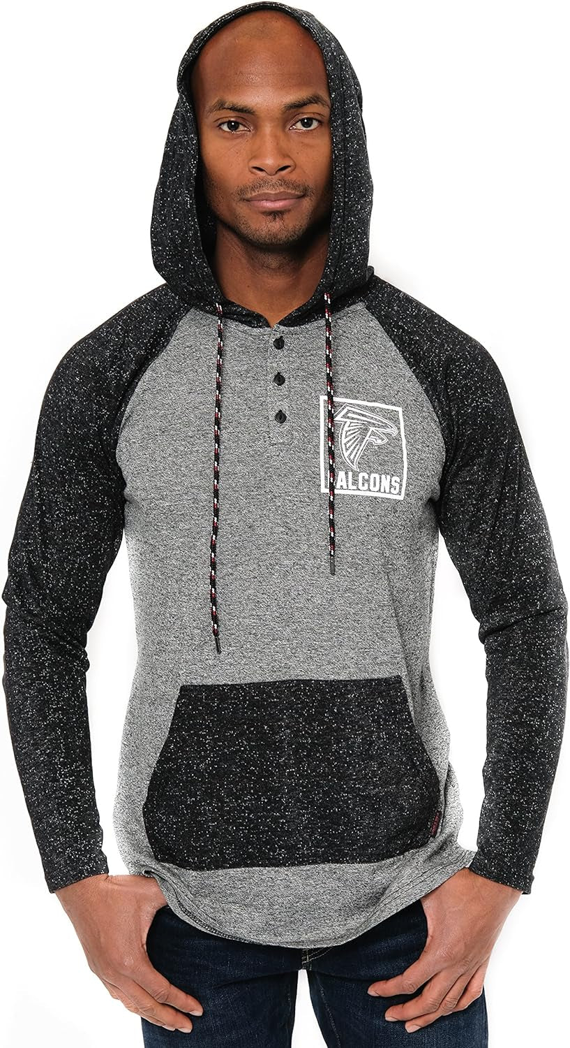 NFL Mens Fleece Hoodie Pullover Sweatshirt Henley