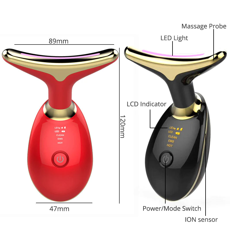 Revitalize Your Skin: EMS Neck Lifting & Tightening Massager - LED Photon Microcurrent Beauty Device for Women!