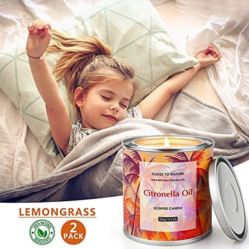 Citronella Candles Outdoor, Soy Wax, 130 Hours Burn Time, 2X 10.5Oz, Scented Candles for Home, Patio, Garden, Camping,Chen