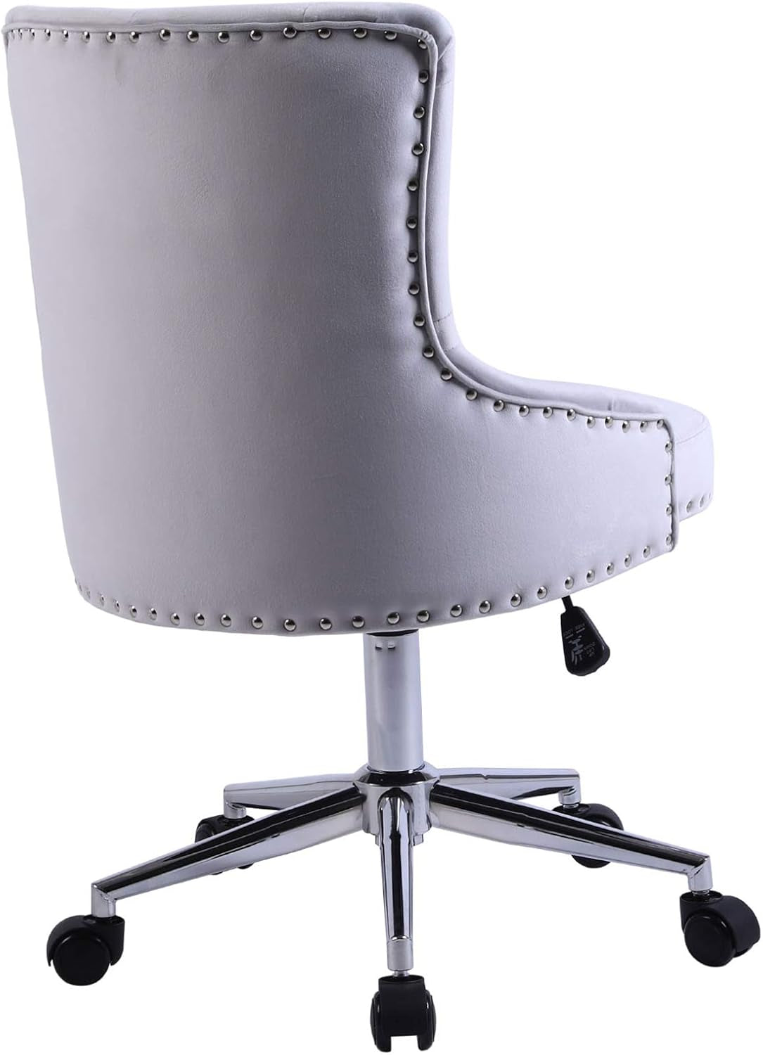 Office Desk Chairs Fabric Velvet Swivel Chair Soft Seat Computer Task Chair Reading Chair for Living Room Bedroom, Light Grey