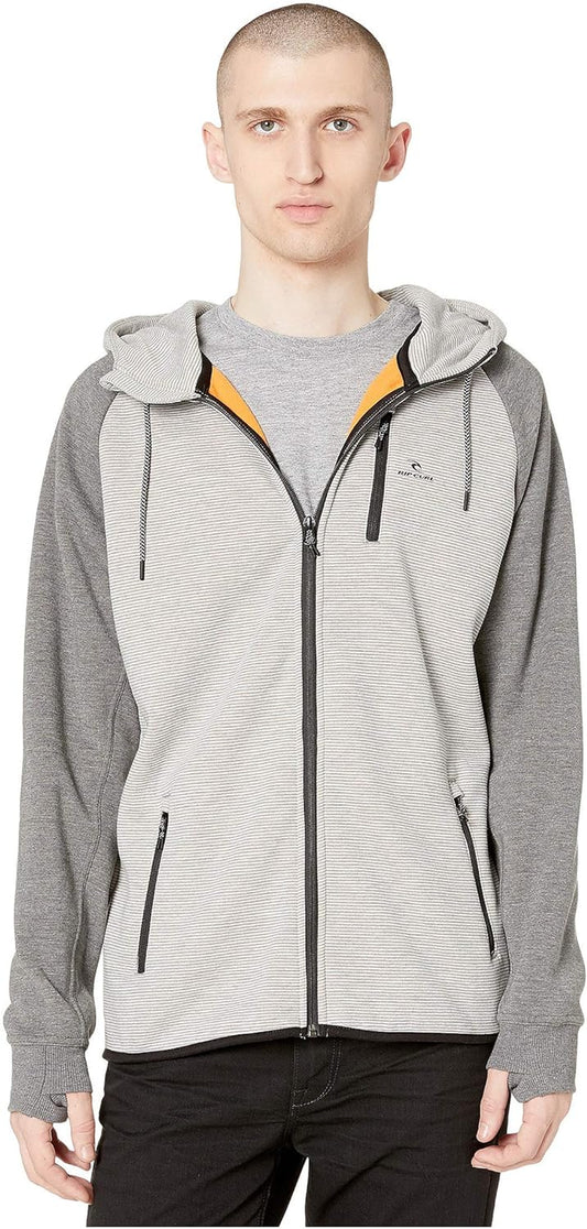 Men'S Departed anti Series Technical Zip up Hooded Sweatshirt, Grey, Large