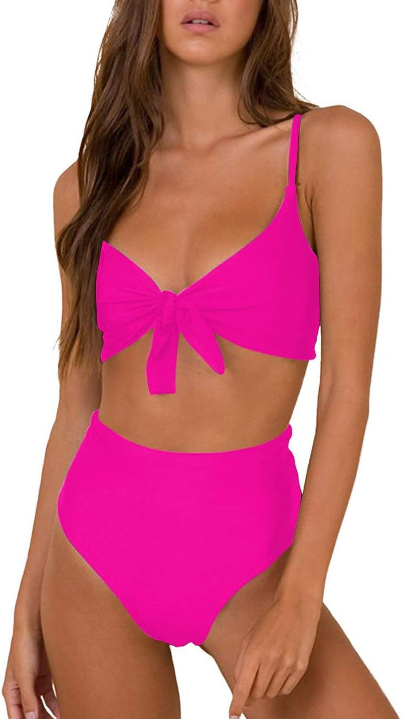 High Waisted Bikini Set for Women Swimsuits Push up Tie Knot Swimwear Two Piece Bathing Suits