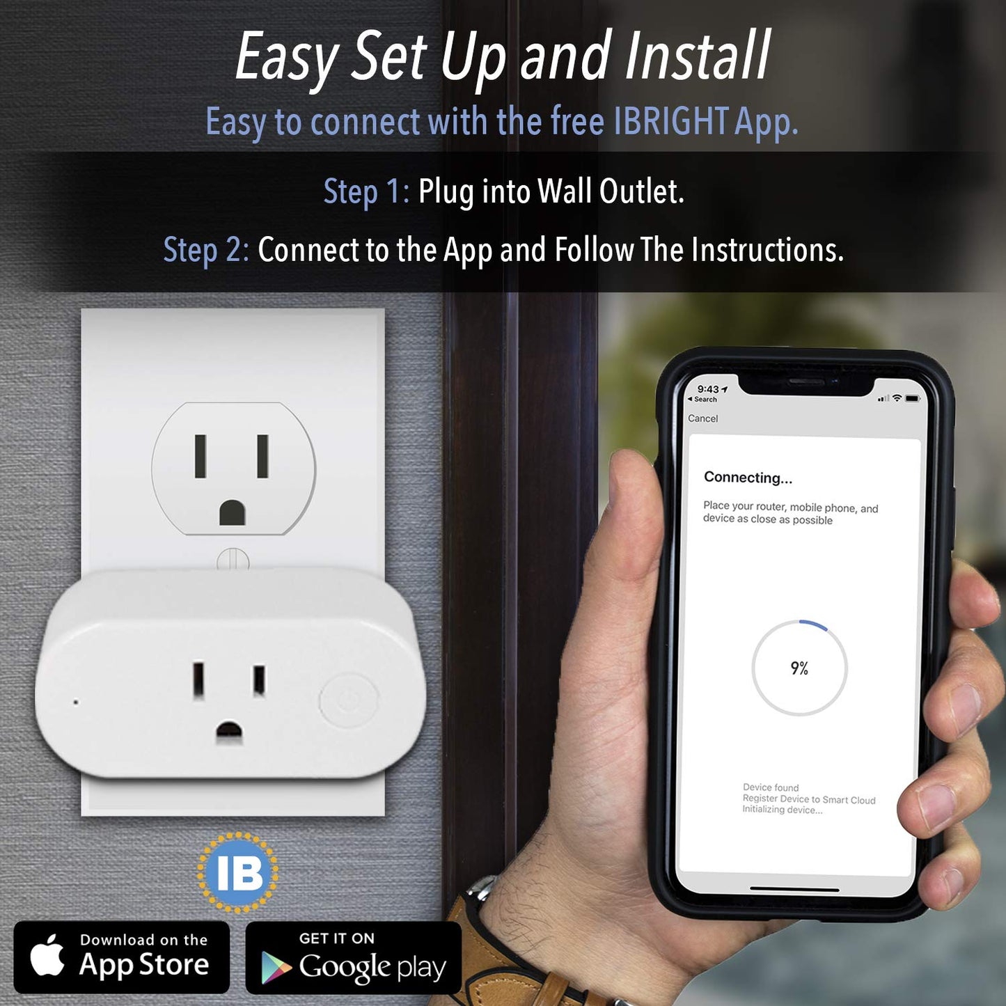 Smart Plug, Smart Home Wifi Outlet, Remote App Control, Supports 2.4Ghz Network, No Hub Required (Works with Amazon Alexa & Google Assistant) FCC ROHS Certified