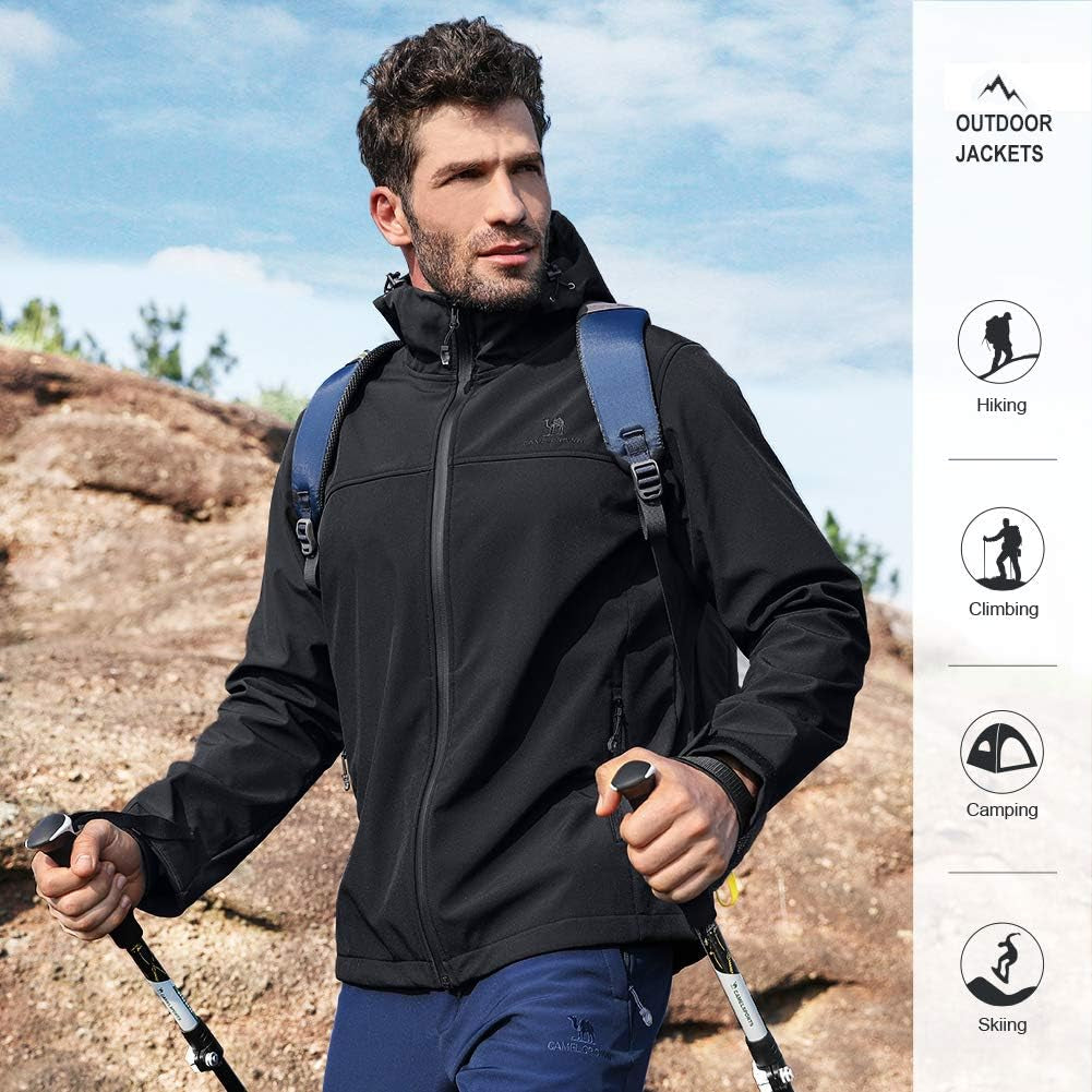 Mens Softshell Jacket Fleece Lined Waterproof Windproof Lightweight Outerwear Full Zip Hiking Work Travel