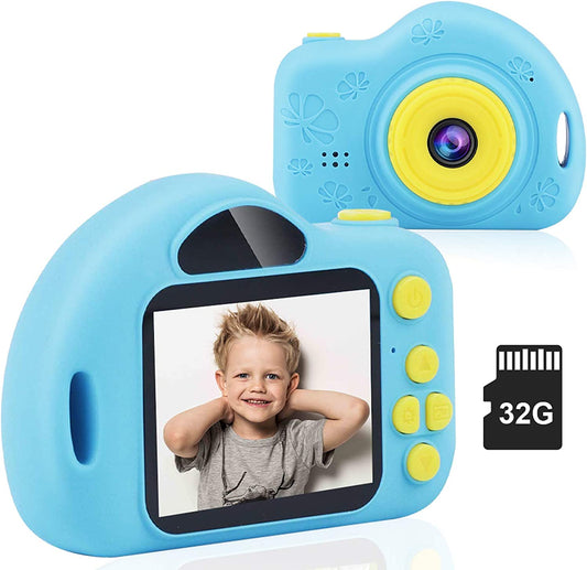 Kids Camera,Digital Video Camera for 3-10 Years Old Girls Boys,32Gb SD Card Rechargeable Battery Compact Cameras for Children Birthday (Blue)