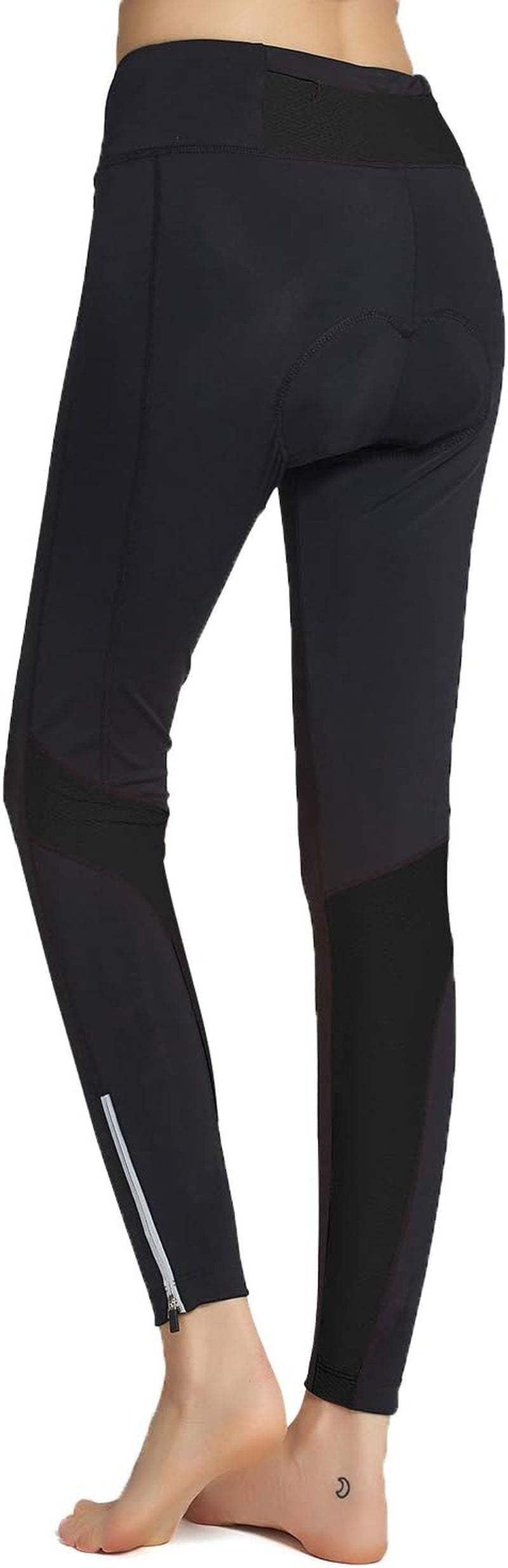 Womens Cycling Pants Padded Long Bike Bicycle Tights Capri Pants Wide Waistband with Pocket