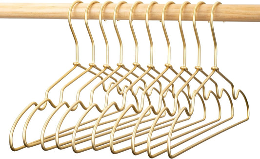 12.6" Gold Metal Kids Baby Hangers 30Pack, Non Slip Suit Coated Wire Children Clothes Hangers Closet Storage, Space Saving for Toddler Coats Infant Hangers