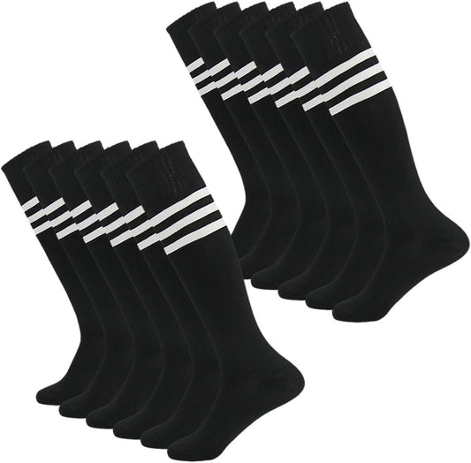 Soccer Socks, Unisex Team Sports Football Long Tube Knee High Socks 12 Pcs