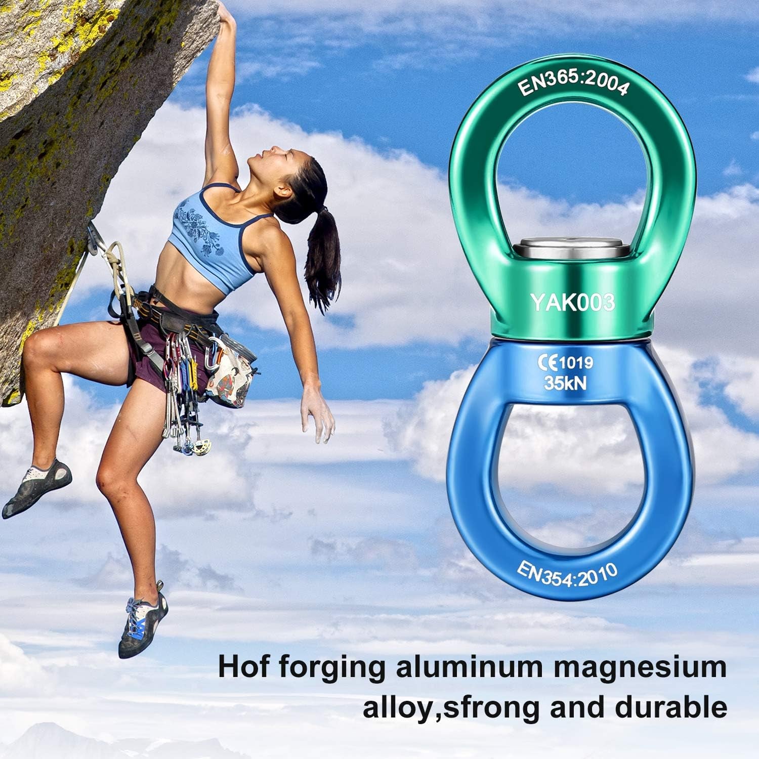 Tree Swing Swivel Spinner with 2 Carabiners 35KN for Aerial Silks, Spider Web Tree Swing, Hanging Hammock, Children'S Pod Swing - Safest Climbing Rotational Device Hanging Spinner 2000 up Lbs