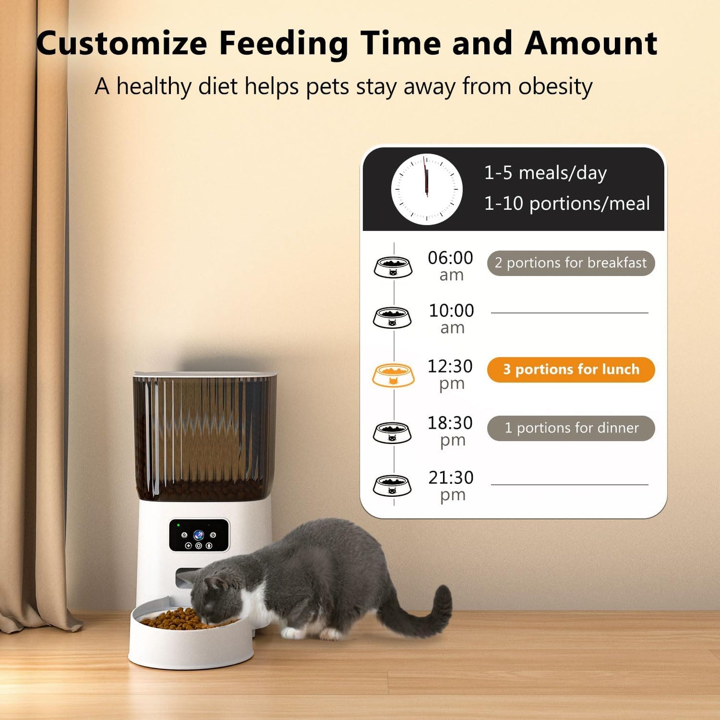 "Smart Automatic Cat Feeder with HD Camera & Night Vision - 6L Timed Food Dispenser, 2-Way Audio & App Control for Cats and Dogs!"