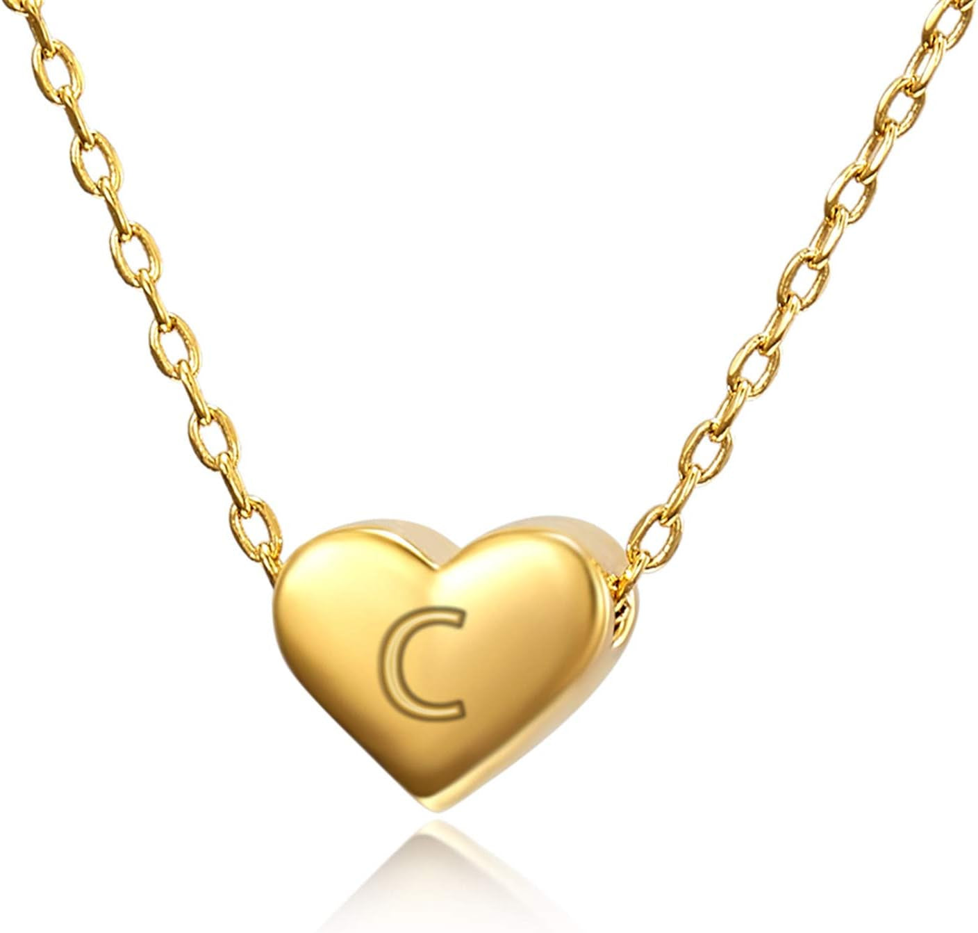 Initial Letter Necklace for Women Gifts Necklaces for Teen Girls 18K Gold Personalized Cute Heart Choker Necklace with Nice Gifts Box