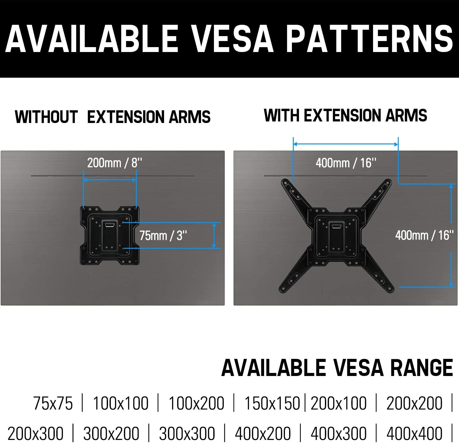 Full Motion TV Wall Mount Bracket for 26-55 Inch Tvs, Swivel TV Wall Mount Bracket with TV Center Design & Extend 16.7 Inch, up to VESA 400X400Mm and 77LBS