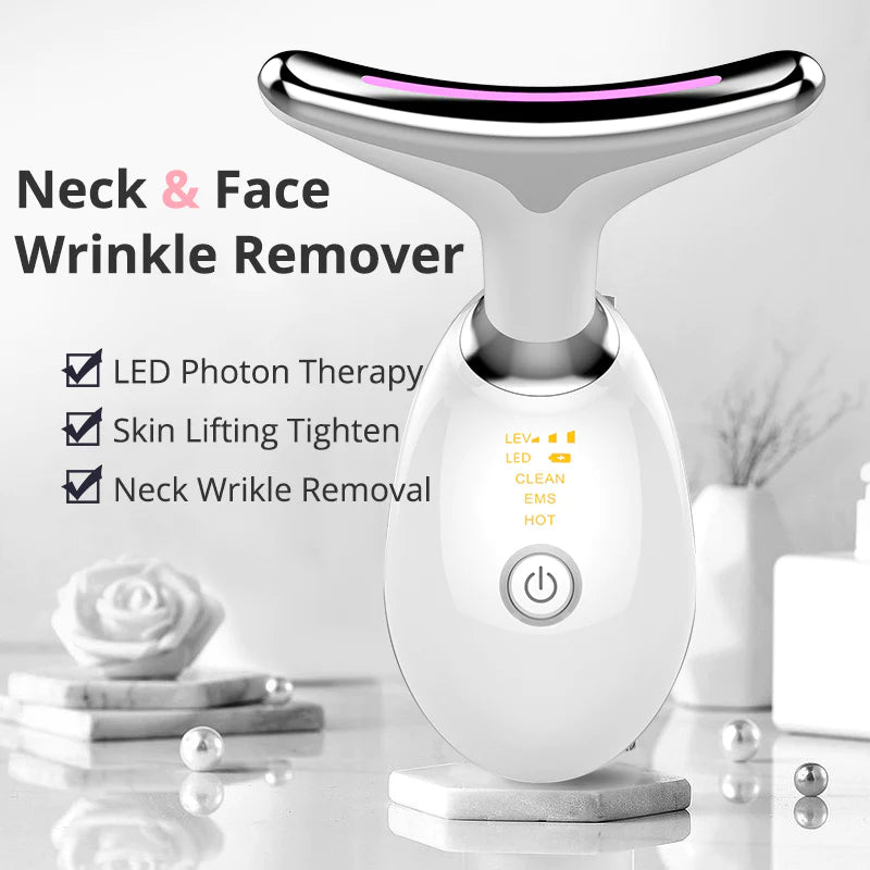 Revitalize Your Skin: EMS Neck Lifting & Tightening Massager - LED Photon Microcurrent Beauty Device for Women!