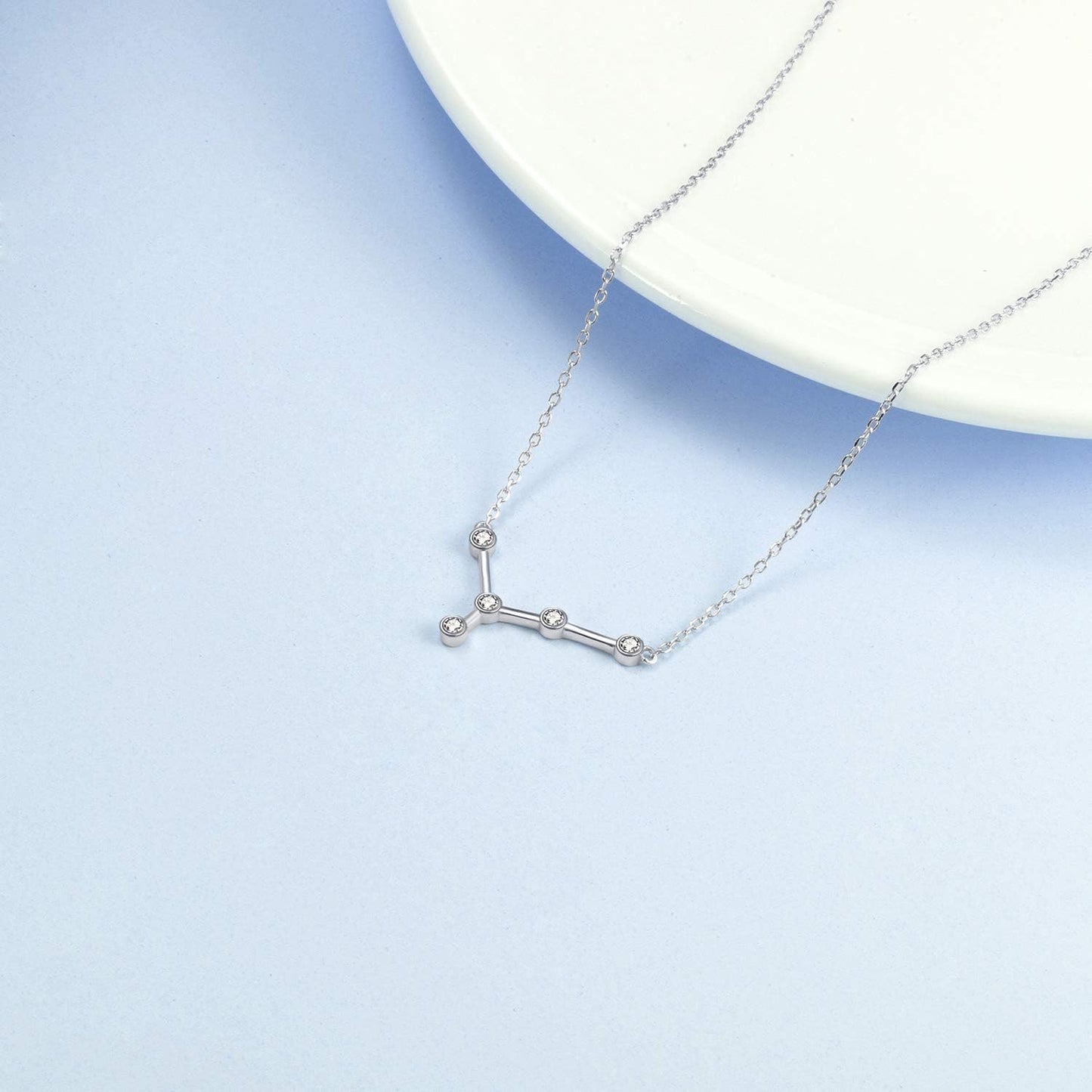 Sterling Silver Zodiac Necklace Embellished with Crystals from Austria, 12 Constellation Horoscope Astrology Necklace, Anniversary Birthday Jewelry Gifts for Women