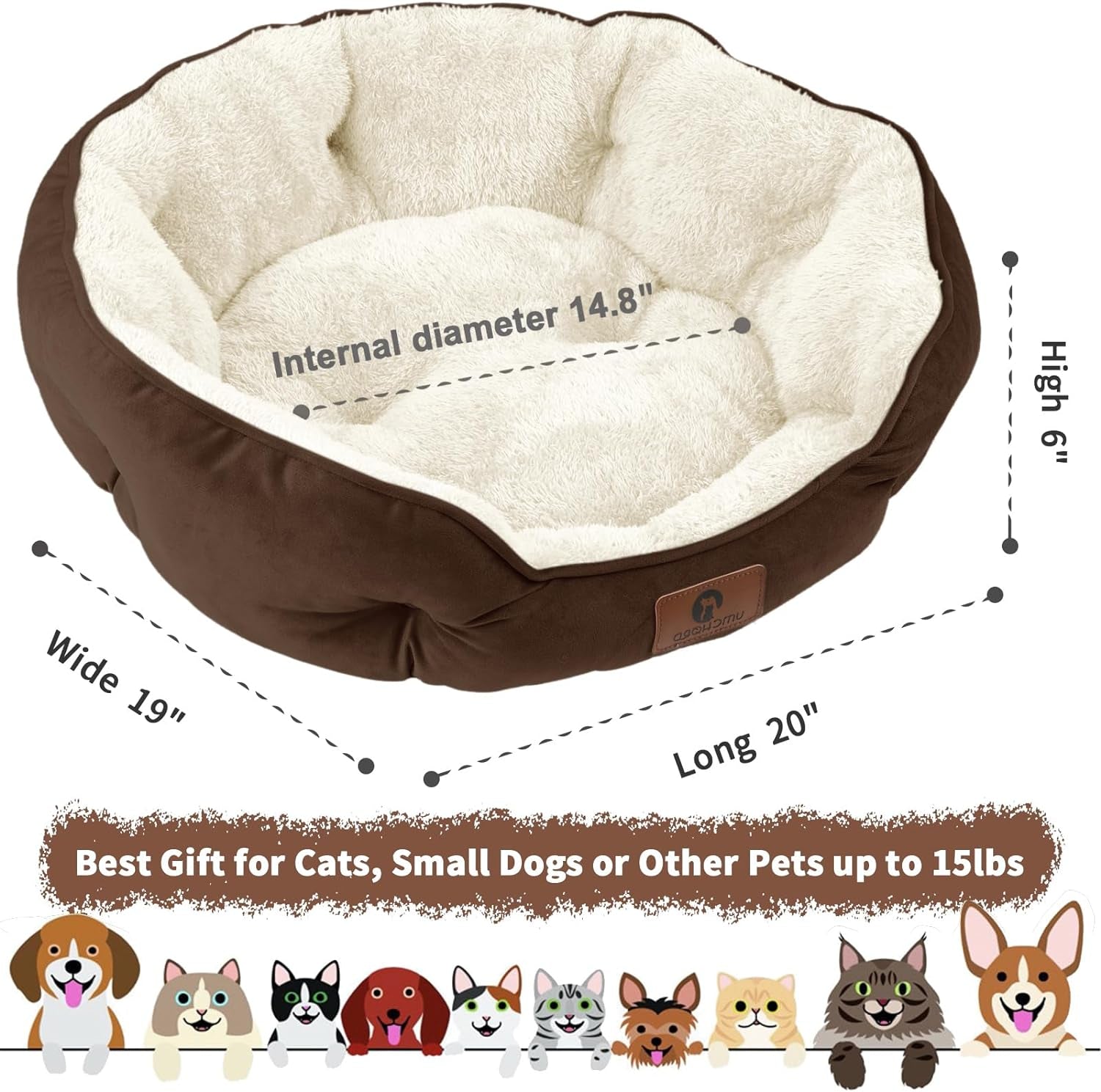 "Ultimate Cozy Small Dog Bed - Extra Soft, Machine Washable & Anti-Slip - Perfect for Puppies & Kittens - 20 Inches, Chic Brown Design!"