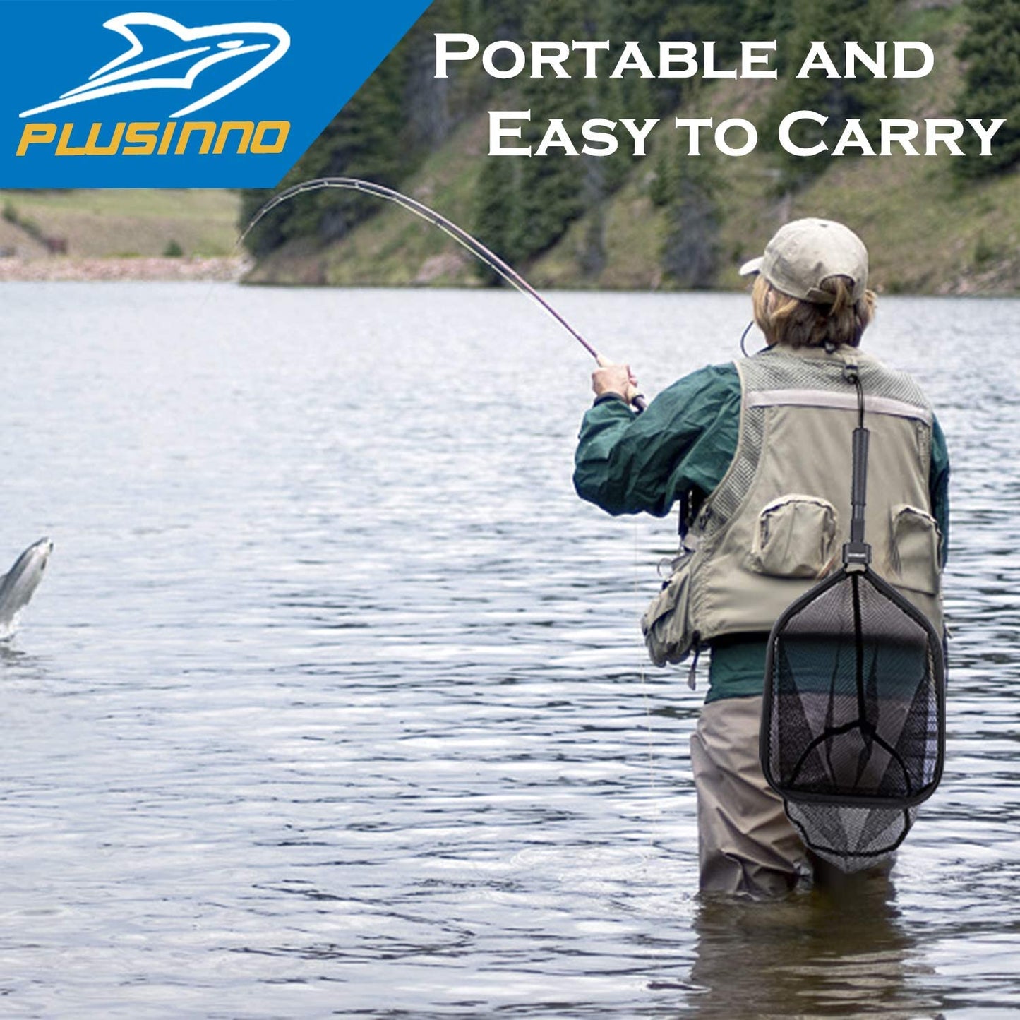 Fly Fishing Net, Bass Trout Landing Net, Folding Fishing Nets Fresh Water, Safe Fish Catching or Releasing