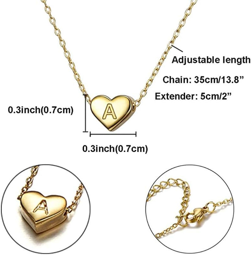 Initial Letter Necklace for Women Gifts Necklaces for Teen Girls 18K Gold Personalized Cute Heart Choker Necklace with Nice Gifts Box