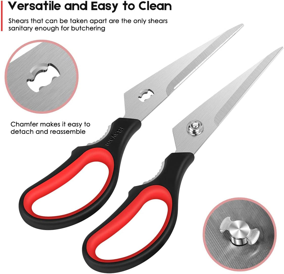 Kitchen Scissors,  Heavy Duty Come Apart Kitchen Shears, 2-Pack 9 Inch Dishwasher Safe Food Scissors, Multipurpose Sharp Cooking Scissors for Chicken, Poultry, Fish, Meat, Herbs