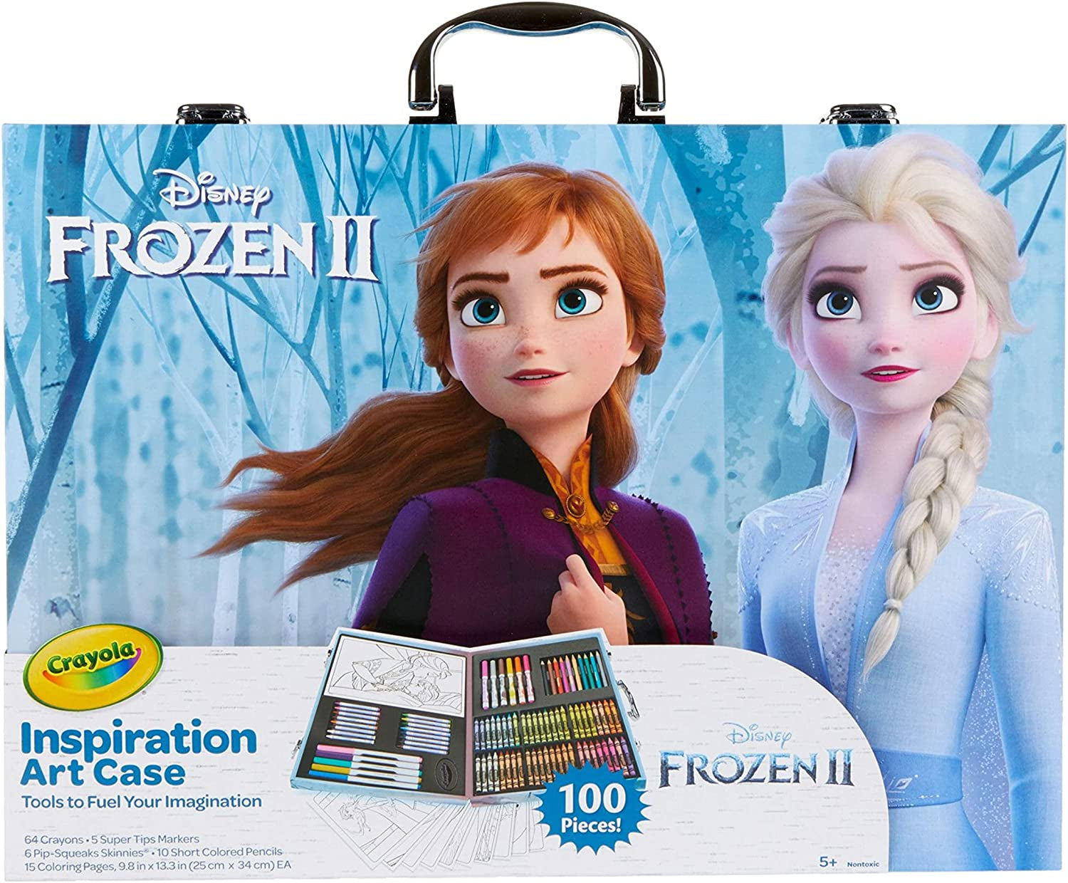 Frozen 2 Inspiration Art Case, 100 Art & Coloring Supplies, Gift for Kids, Ages 5, 6, 7, 8