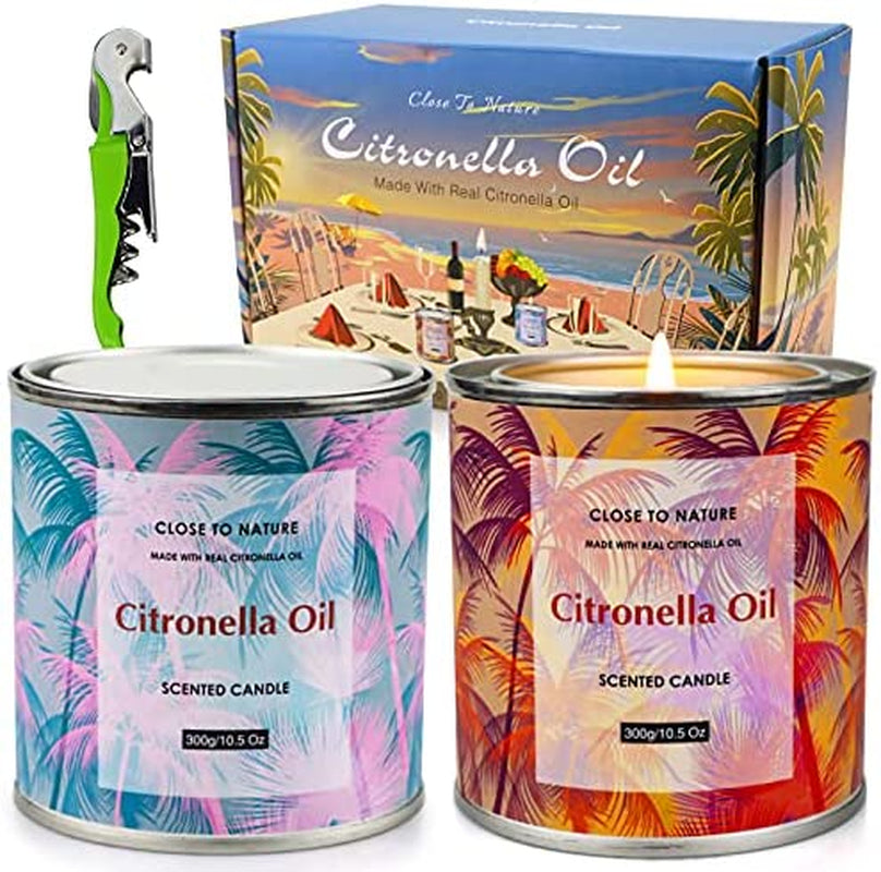 Citronella Candles Outdoor, Soy Wax, 130 Hours Burn Time, 2X 10.5Oz, Scented Candles for Home, Patio, Garden, Camping,Chen