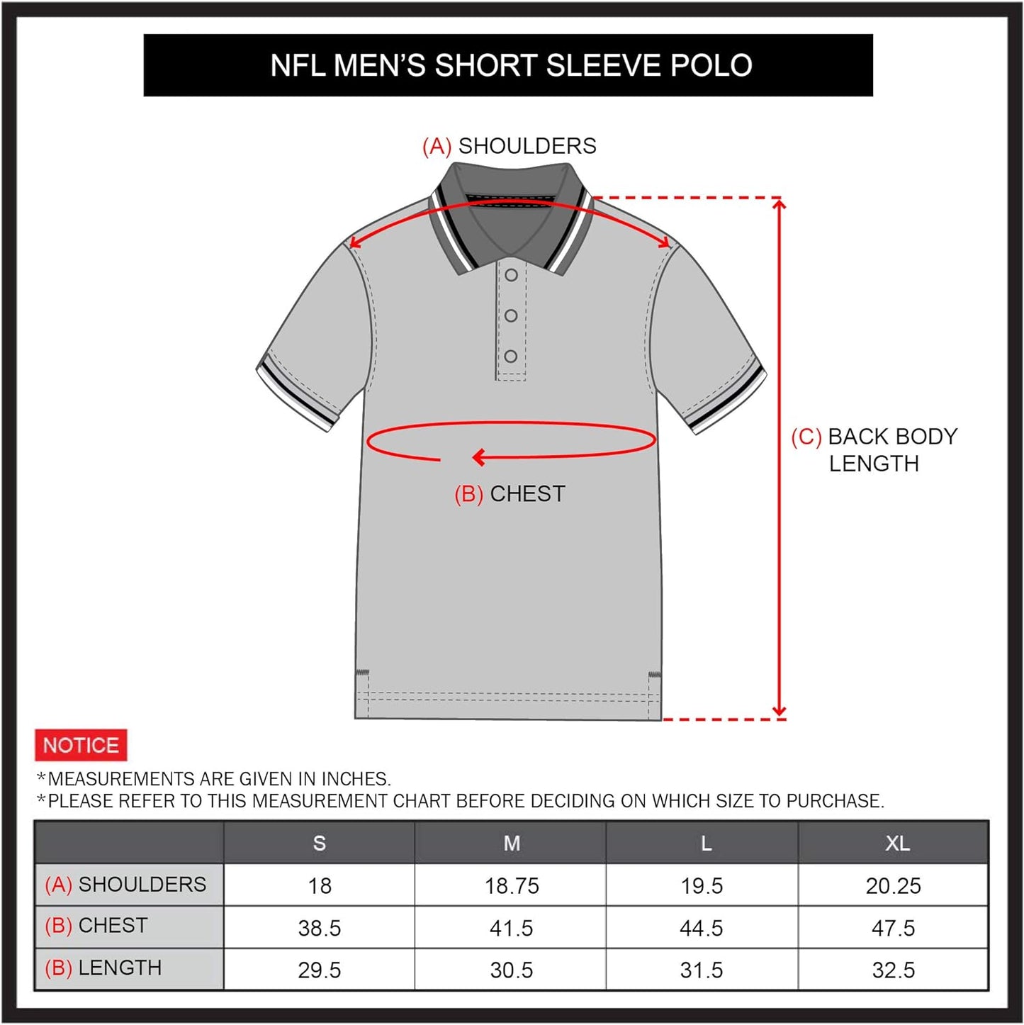 NFL Mens Super Soft Quick Dry Jersey Polo Shirt