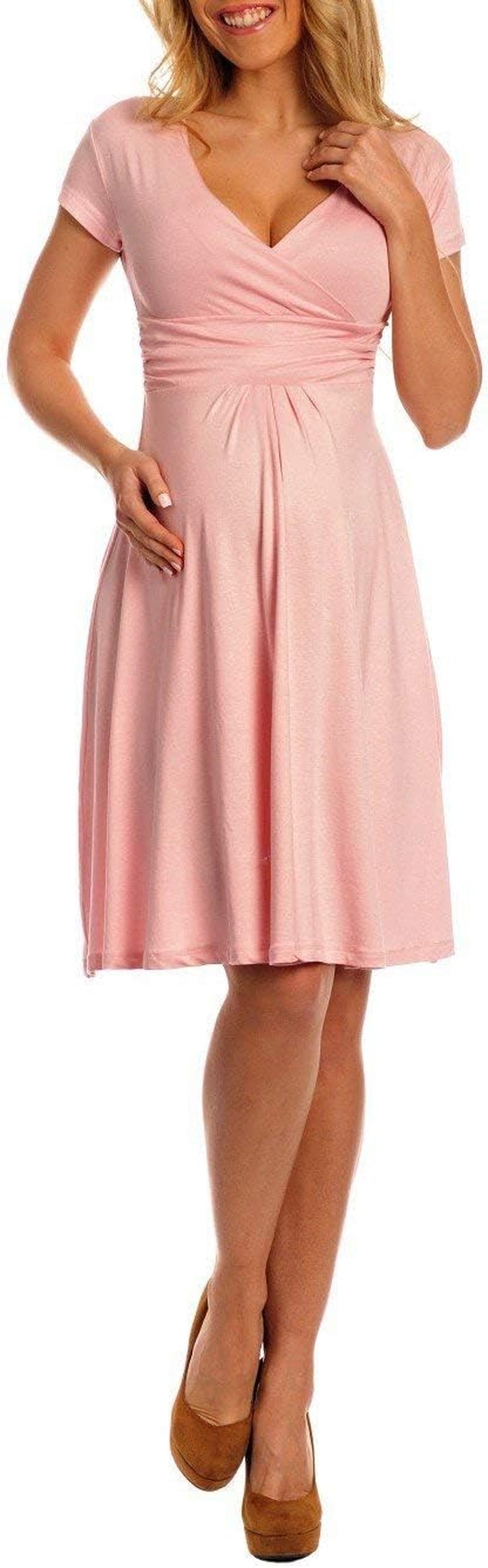 Women'S Maternity Jersey Flare Baby Shower Short Sleeves Dress