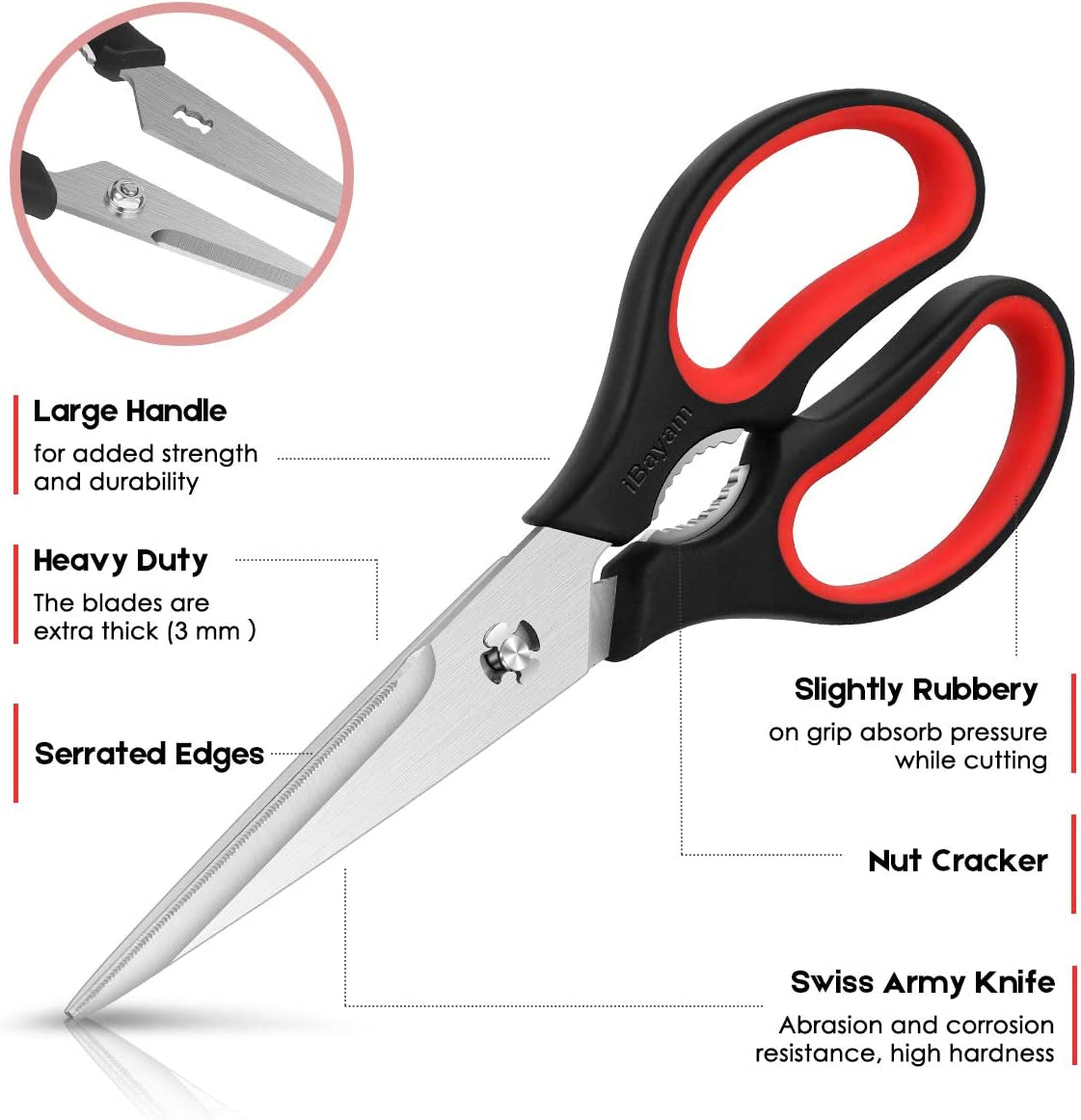 Kitchen Scissors,  Heavy Duty Come Apart Kitchen Shears, 2-Pack 9 Inch Dishwasher Safe Food Scissors, Multipurpose Sharp Cooking Scissors for Chicken, Poultry, Fish, Meat, Herbs